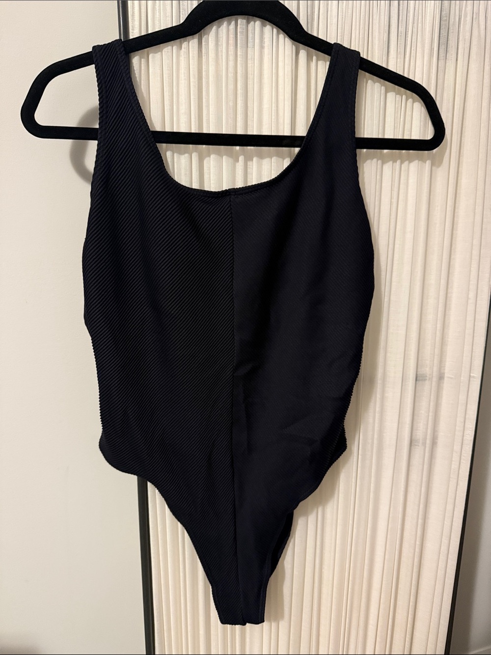 Simons Black Ribbed Kids One-Piece Swimsuit